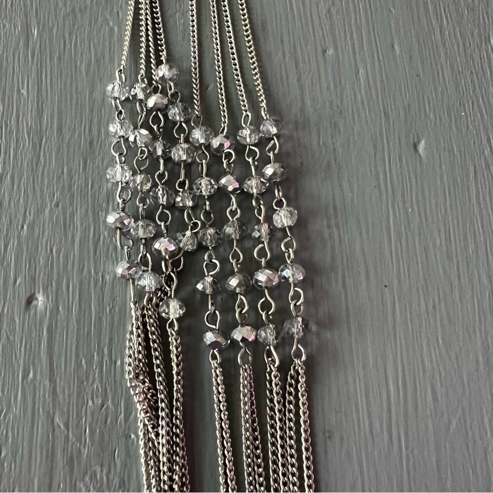 Silver Tone Long Beaded Multi Strand Necklace - Picture 7 of 7